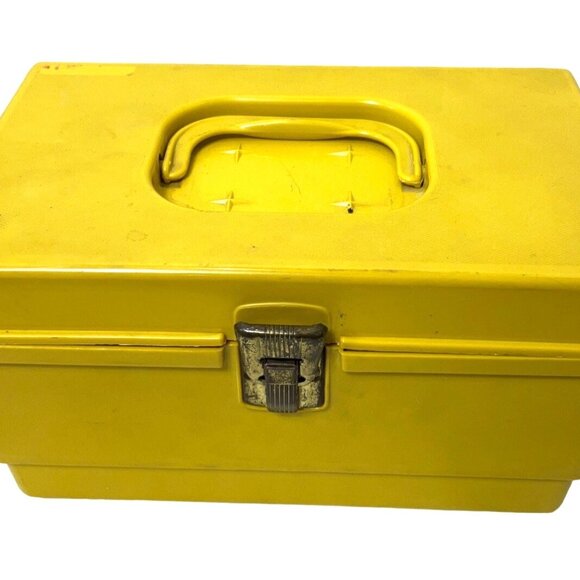 Yellow Plastic Sewing Organizer Box With Handle & Lock - Picture 5 of 9